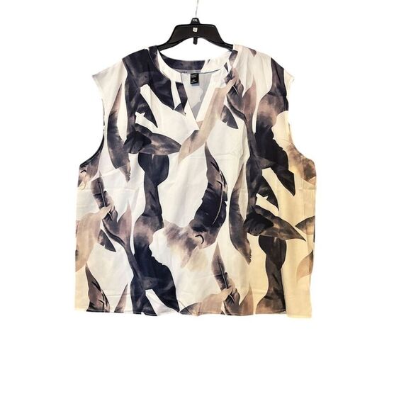 Emery Rose Women's 3XL Geometric Sleeveless V-Neck Blouse Multicolor - Picture 5 of 7